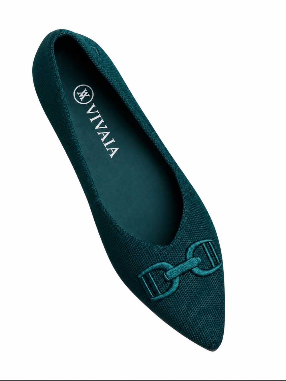 Vivaia Ena Pointed Toe Ballet Flats Knit Washable EU 41 US 9.5 Teal Horse Bridle